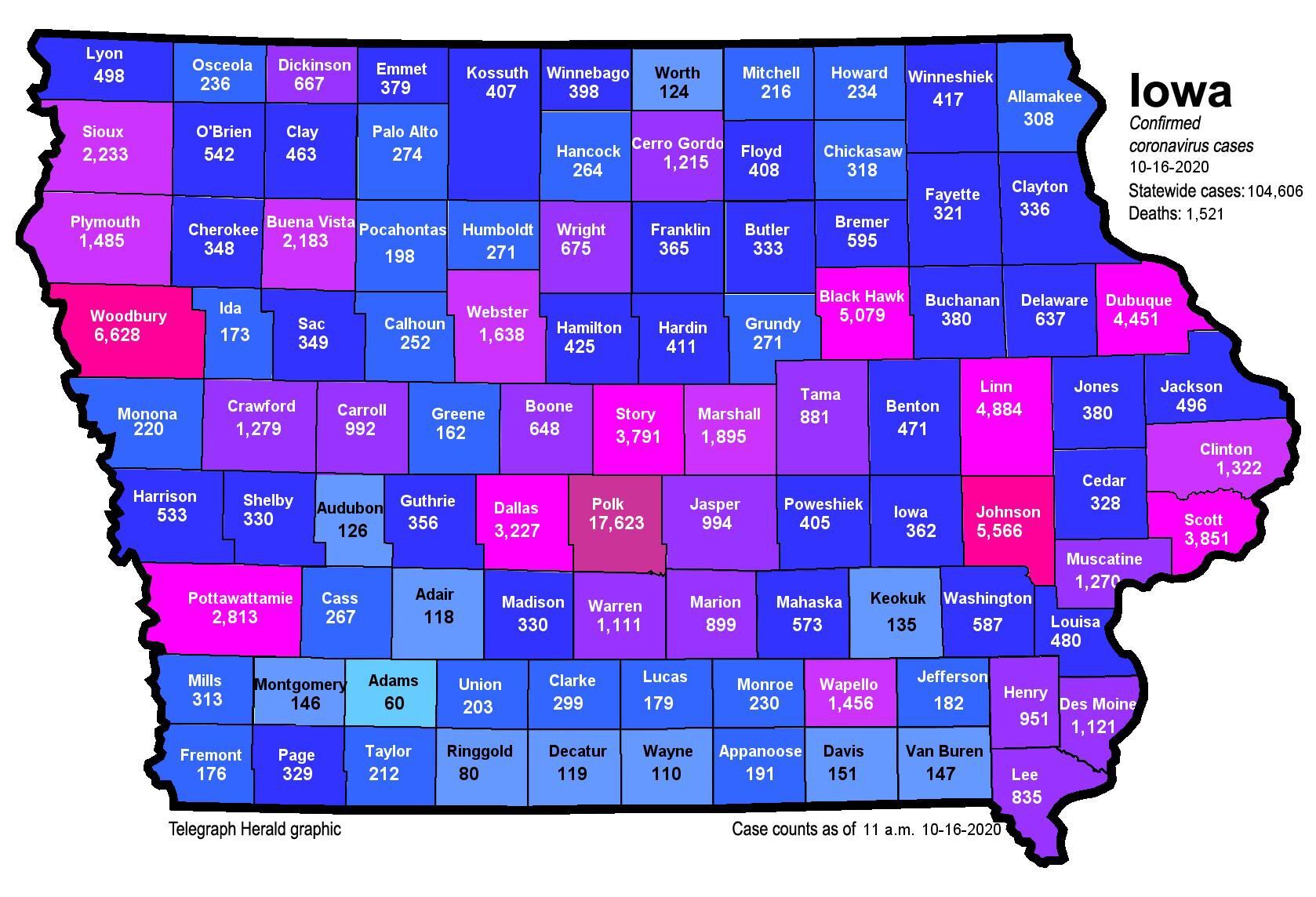 Where is COVID-19 in Iowa? (10-16-2020)